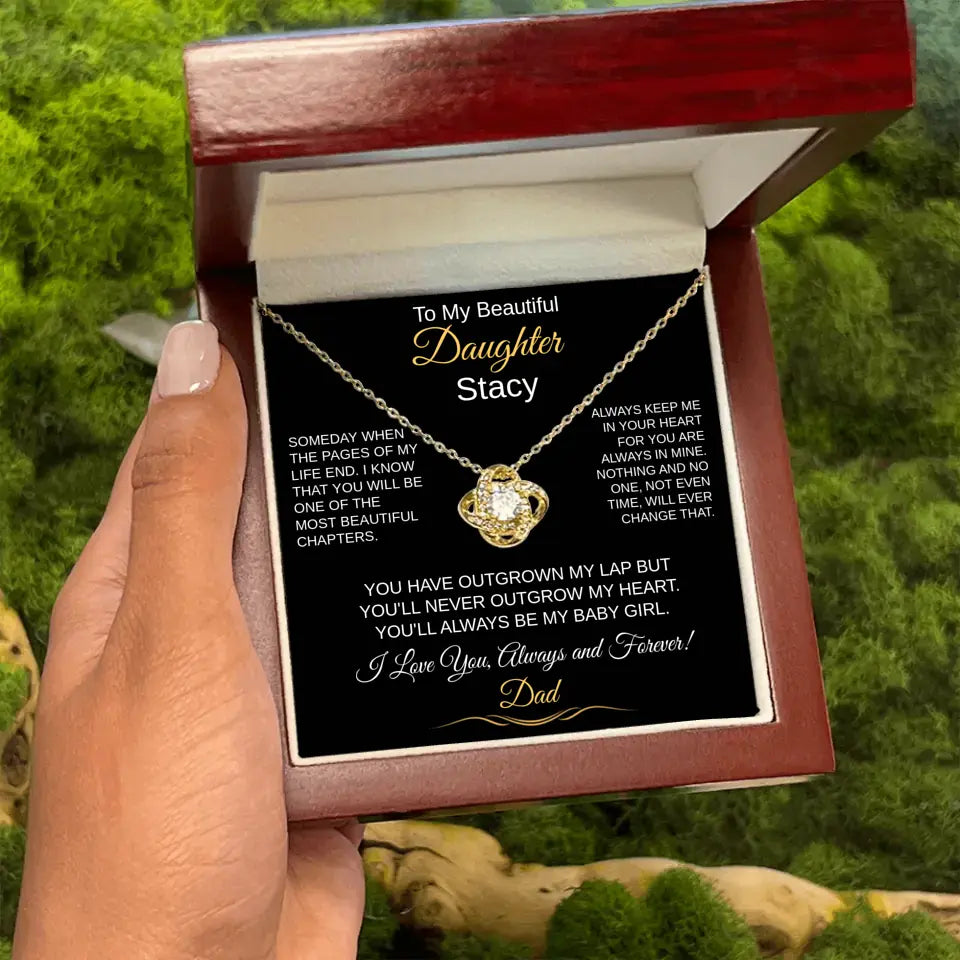 To My Beautiful Daughter (Personalize) black | Love Knot Necklace