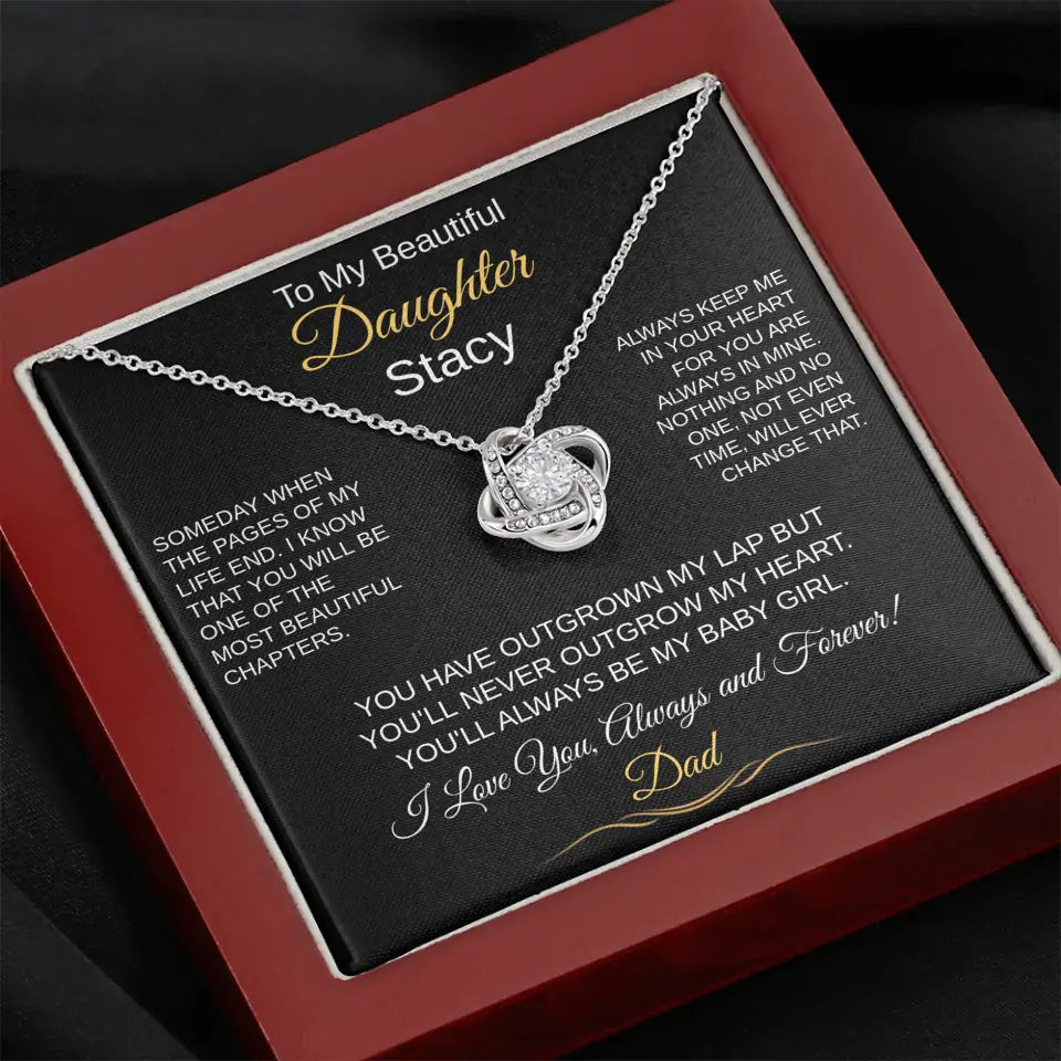 To My Beautiful Daughter (Personalize) black | Love Knot Necklace