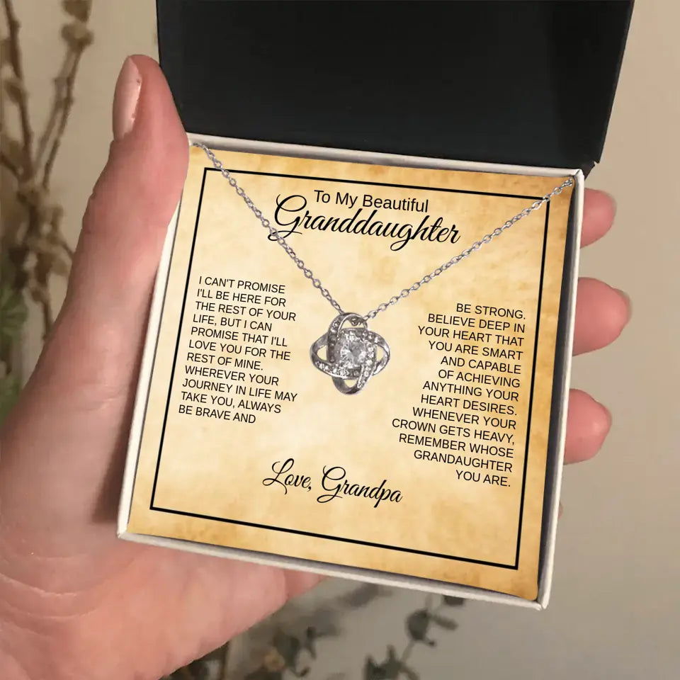 To My Beautiful Granddaughter (Name) - From Grandpa / Grandma | Love Knot Necklace