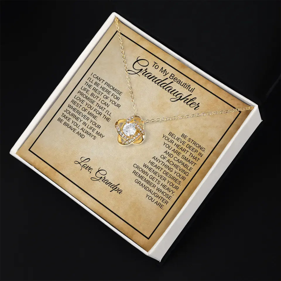 To My Beautiful Granddaughter (Name) - From Grandpa / Grandma | Love Knot Necklace