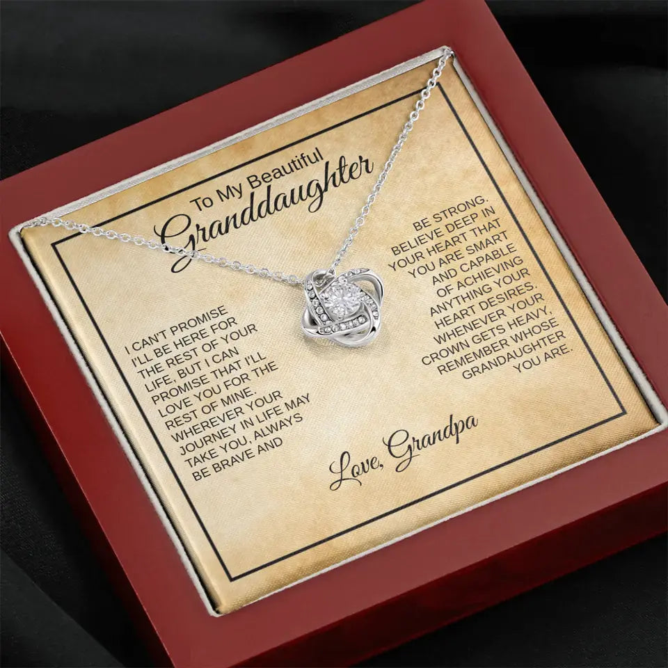 To My Beautiful Granddaughter (Name) - From Grandpa / Grandma | Love Knot Necklace