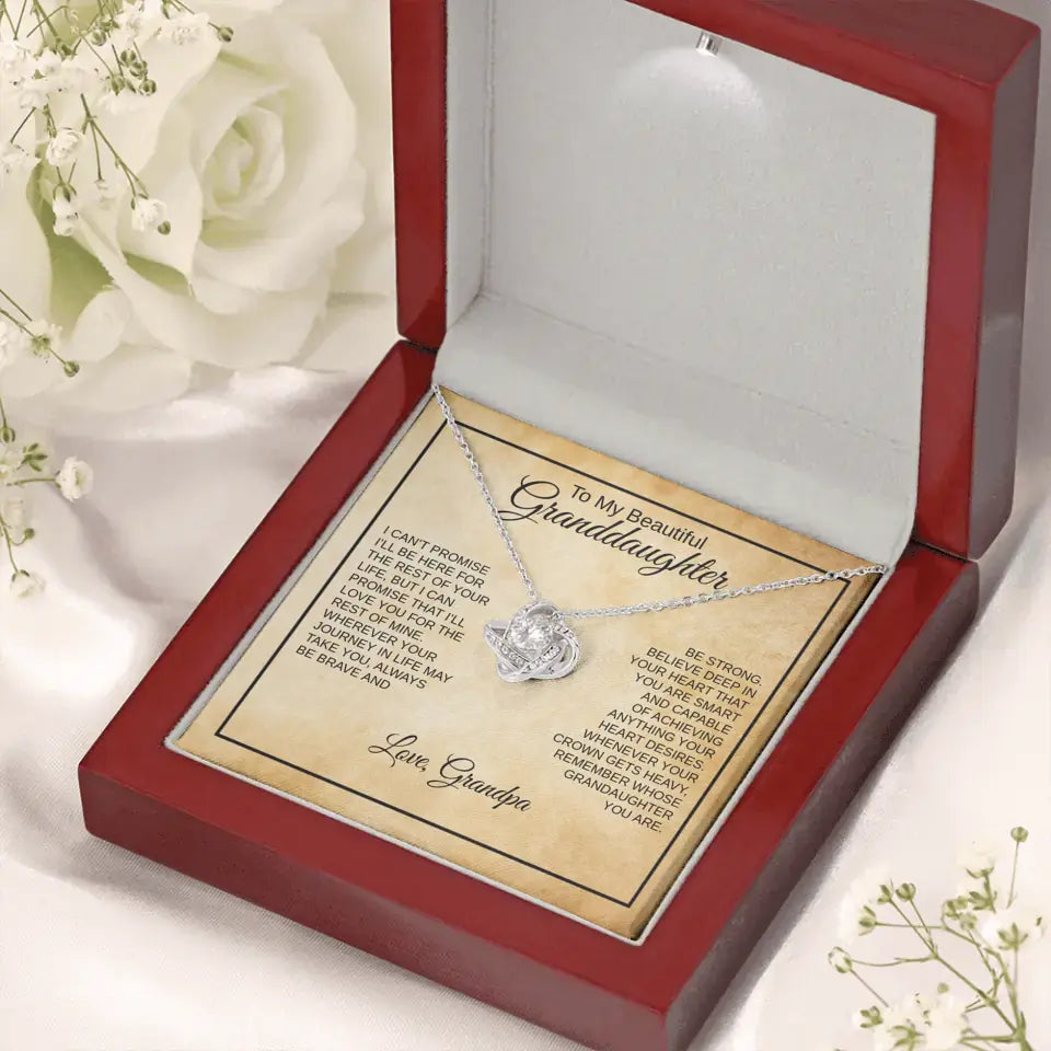 To My Beautiful Granddaughter (Name) - From Grandpa / Grandma | Love Knot Necklace