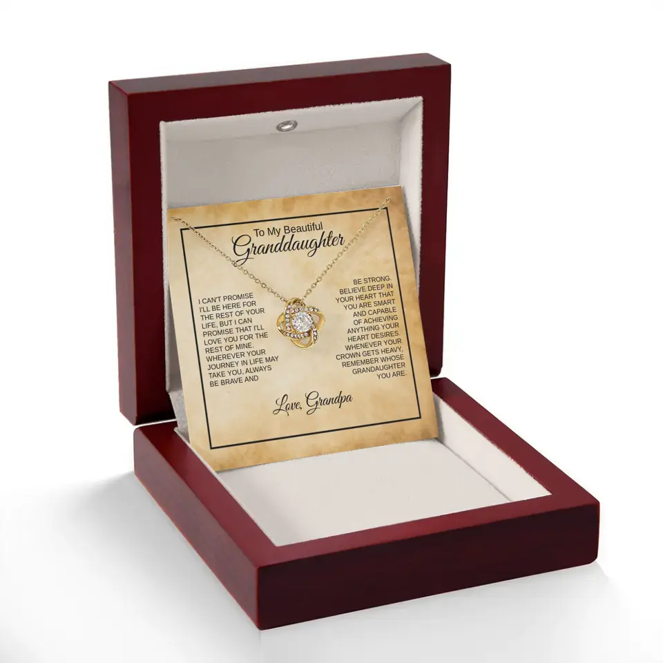 To My Beautiful Granddaughter (Name) - From Grandpa / Grandma | Love Knot Necklace