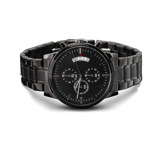 Customized Black Chronograph Watch (your personalized engravement)