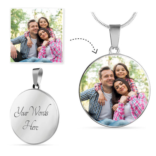 Personalize Your Own Circle Photo Necklace (upload  your own)