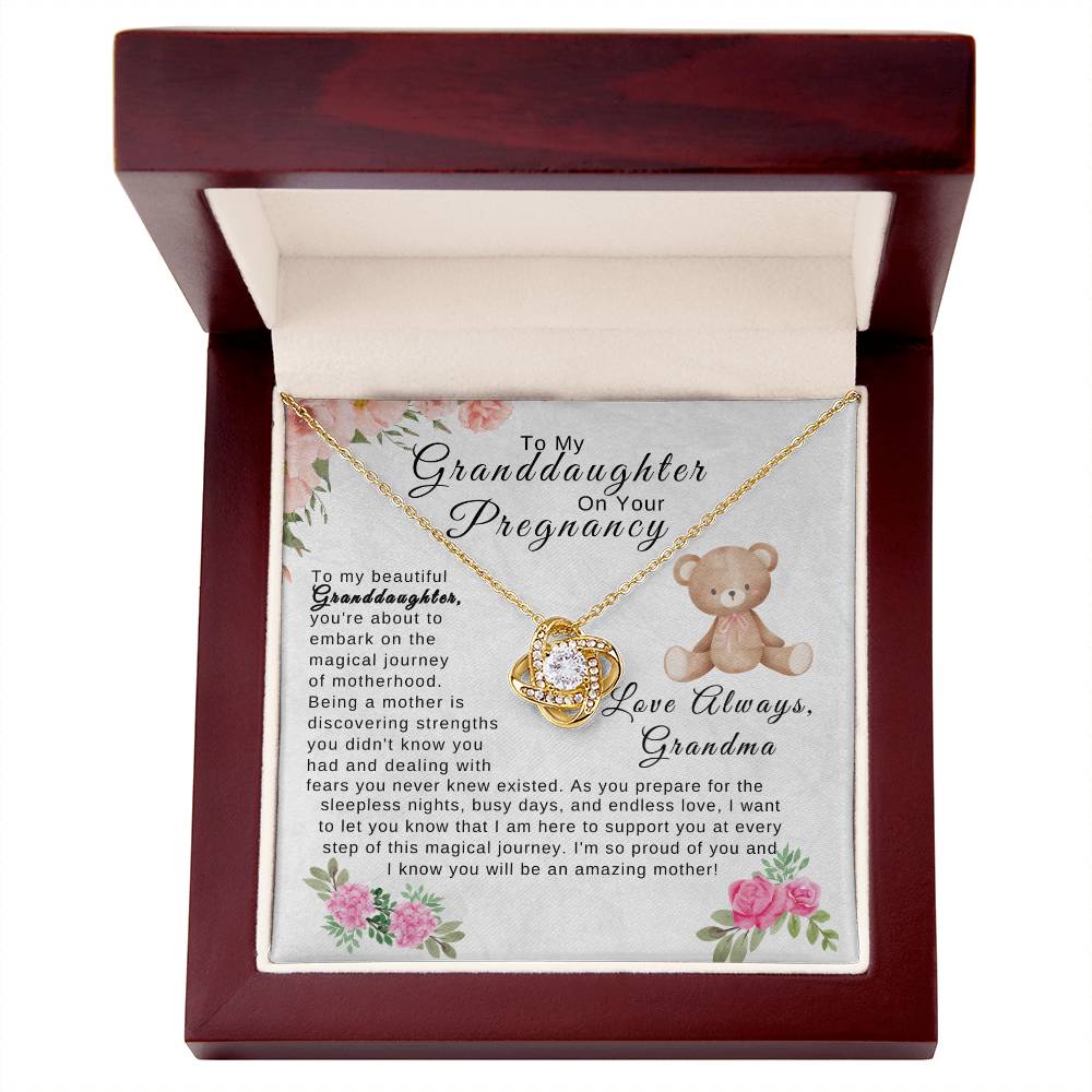 To My Granddaughter On Your Pregnancy - Grandma| Love Knot Necklace