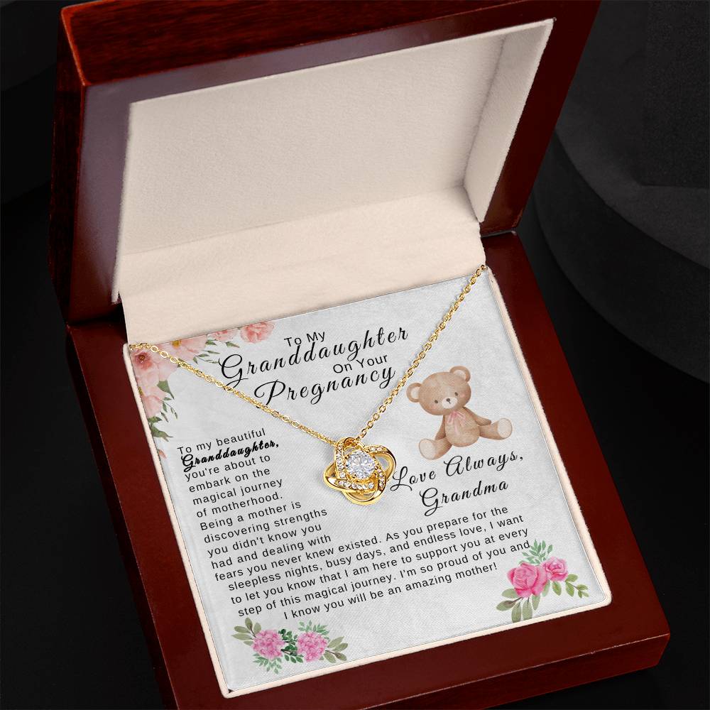 To My Granddaughter On Your Pregnancy - Grandma| Love Knot Necklace
