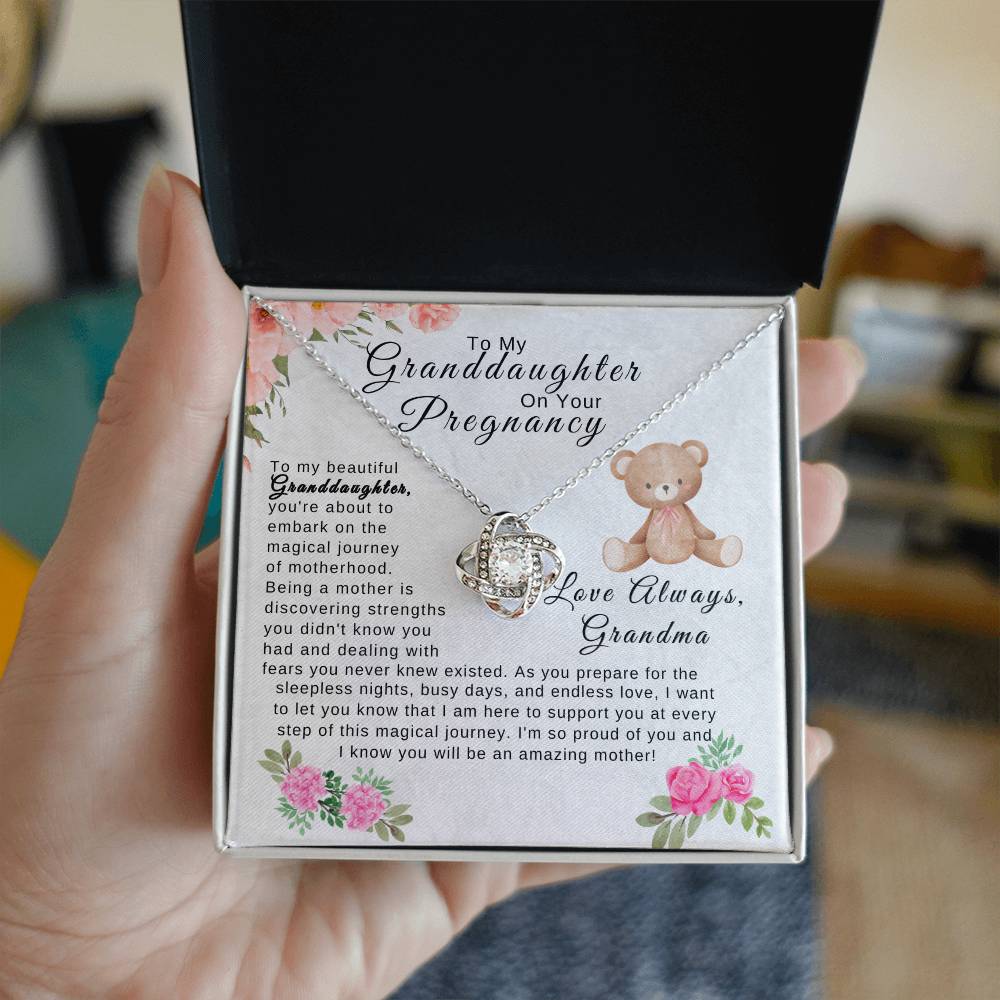 To My Granddaughter On Your Pregnancy - Grandma| Love Knot Necklace