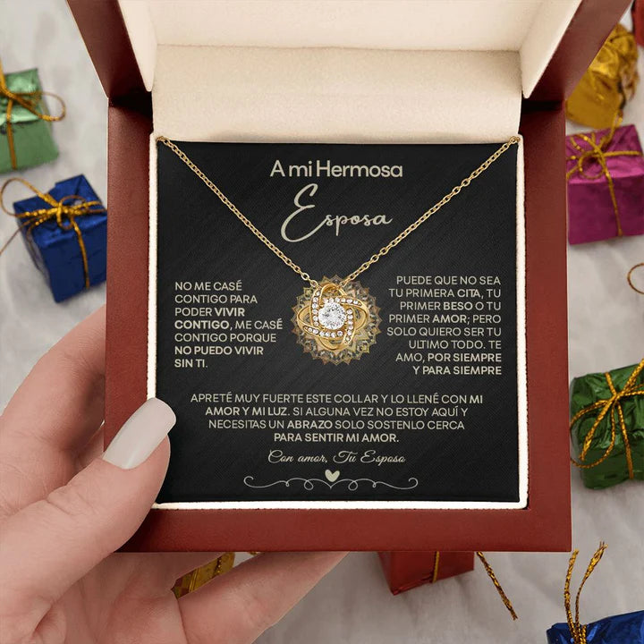 EL REGALO PERFECTO A Mi Hermosa Esposa - Collar Pendiente Love Knot (Nudo de Amor)