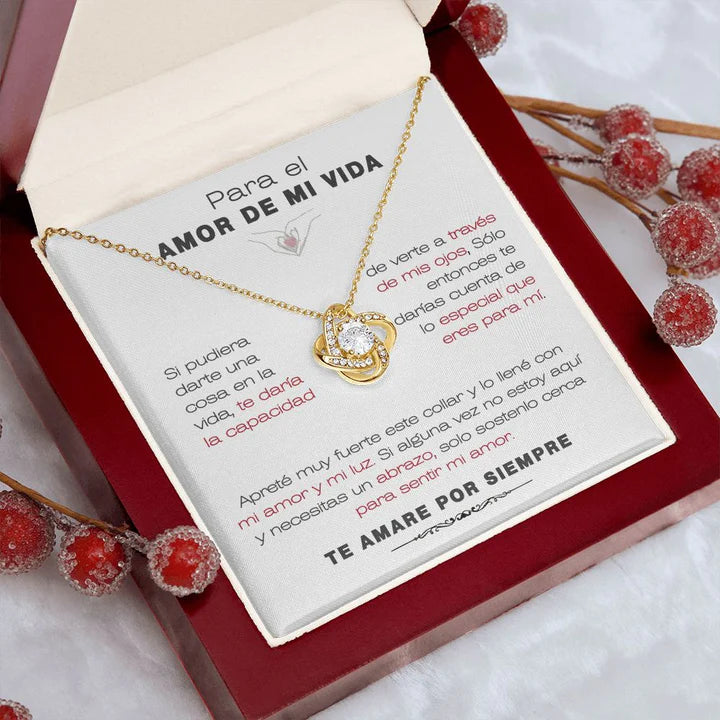 EL REGALO PERFECTO PARA EL AMOR DE MI VIDA / Collar de Nudo de Amor Y MENSAJE