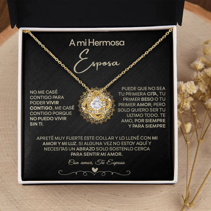 EL REGALO PERFECTO A Mi Hermosa Esposa - Collar Pendiente Love Knot (Nudo de Amor)