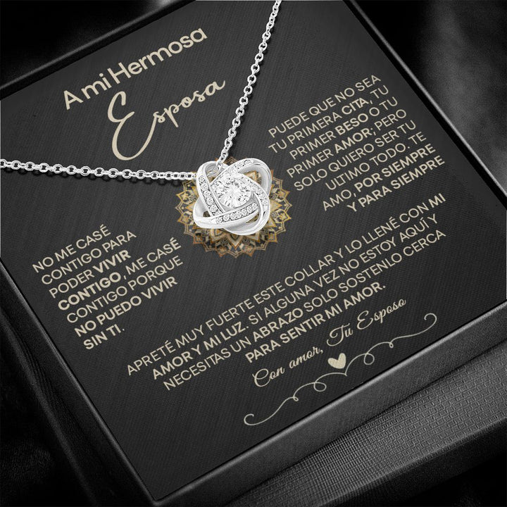 EL REGALO PERFECTO A Mi Hermosa Esposa - Collar Pendiente Love Knot (Nudo de Amor)