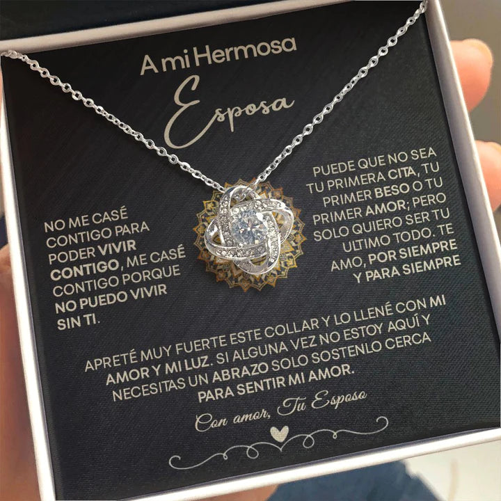 EL REGALO PERFECTO A Mi Hermosa Esposa - Collar Pendiente Love Knot (Nudo de Amor)