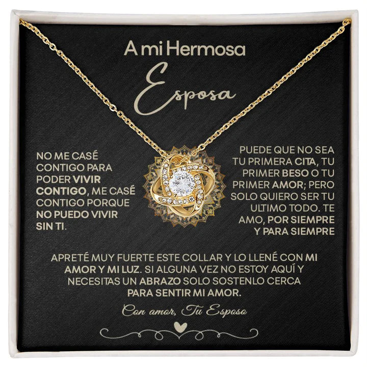 EL REGALO PERFECTO A Mi Hermosa Esposa - Collar Pendiente Love Knot (Nudo de Amor)