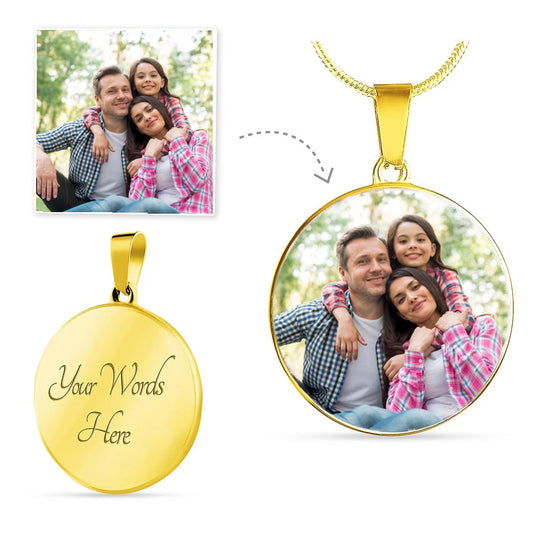 Personalize Your Own Circle Photo Necklace (upload)
