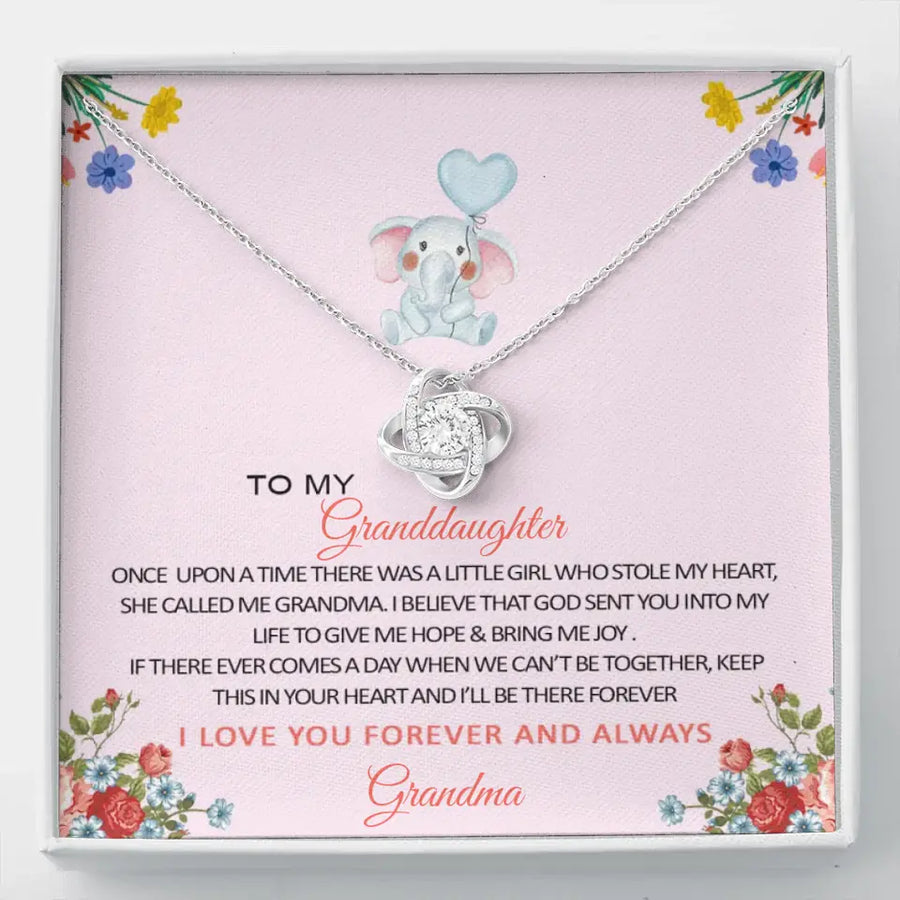 Granddaughter - Once Upon a Time There Was a Little Girl (Personalized) | Love Knot Heart Necklace