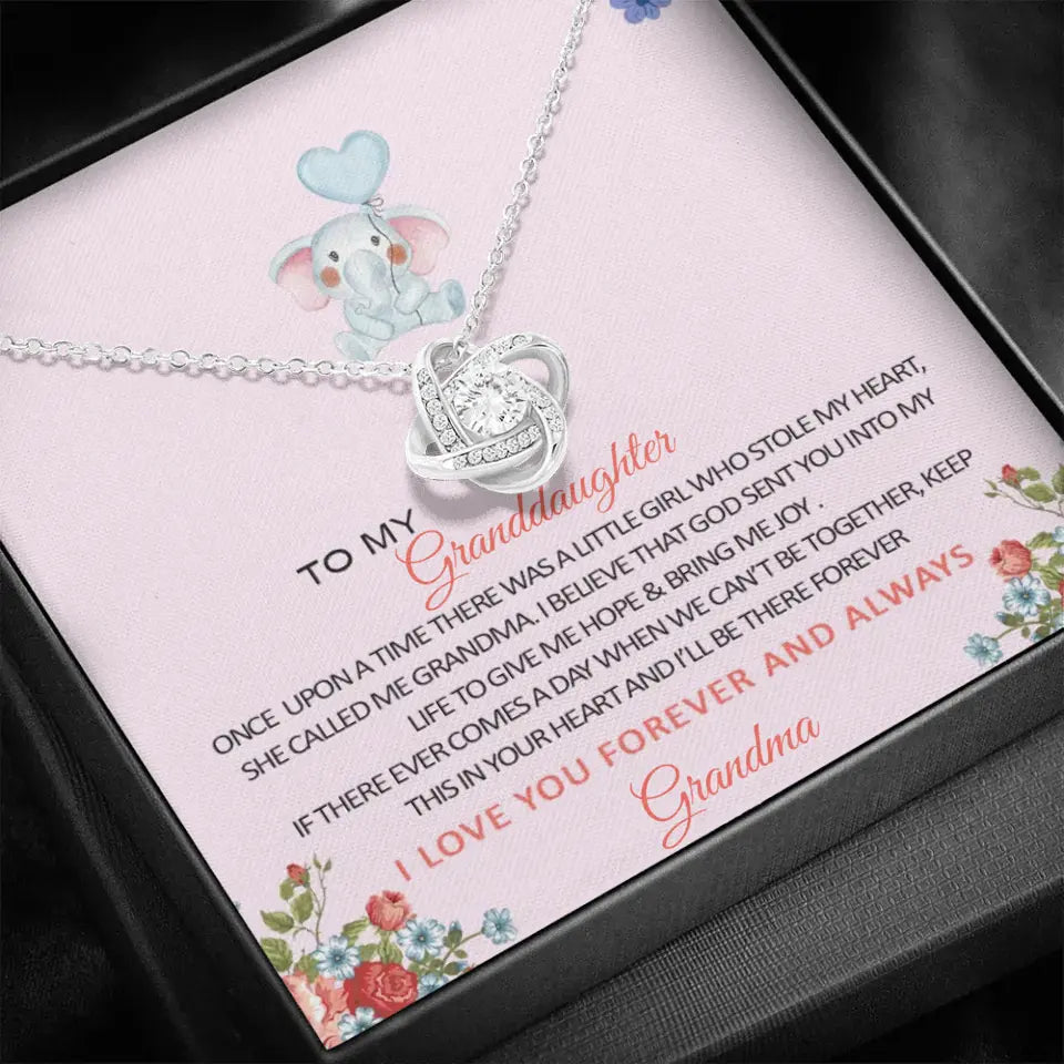 Granddaughter - Once Upon a Time There Was a Little Girl (Personalized) | Love Knot Heart Necklace