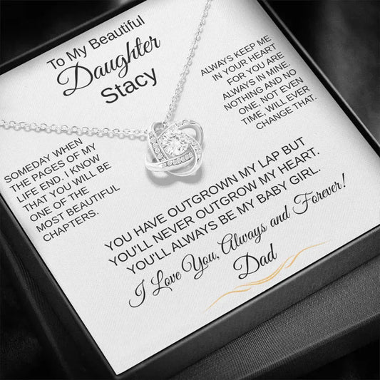To My Beautiful Daughter (Personalize) white | Love Knot Necklace