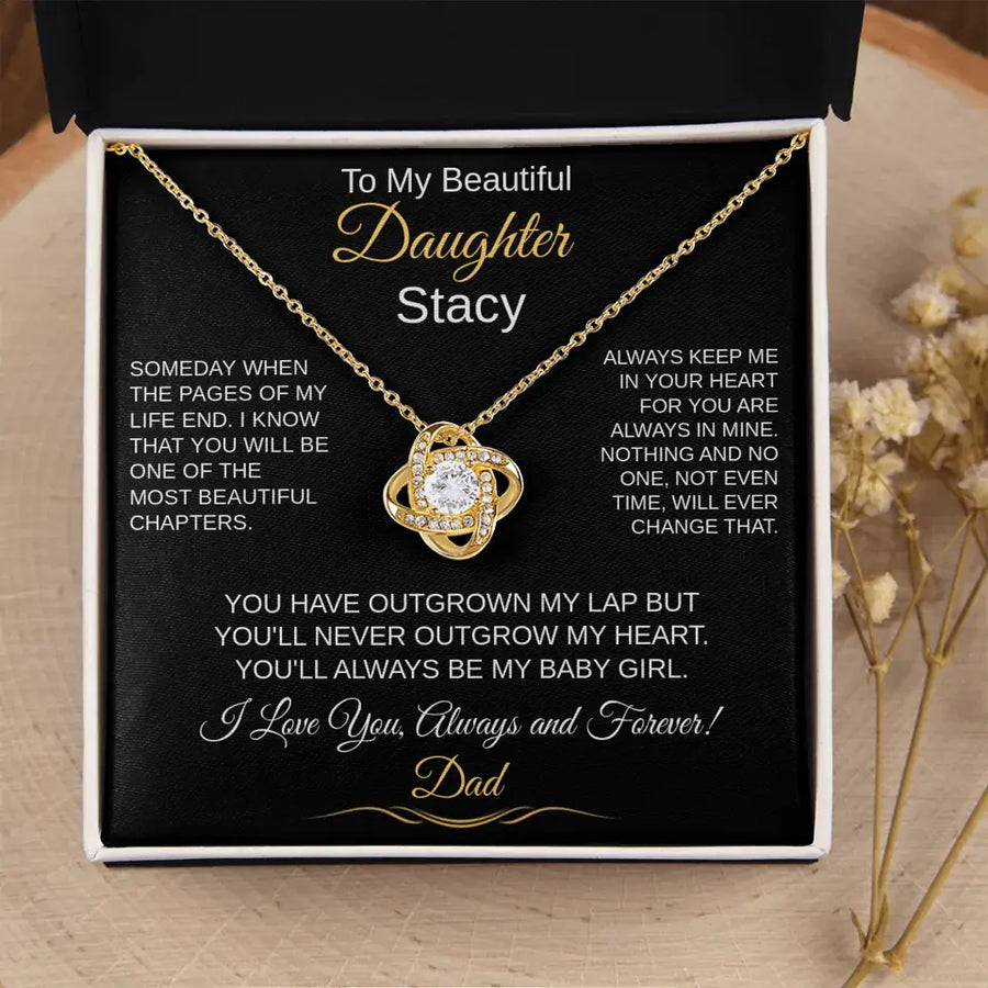 To My Beautiful Daughter (Personalize) black | Love Knot Necklace