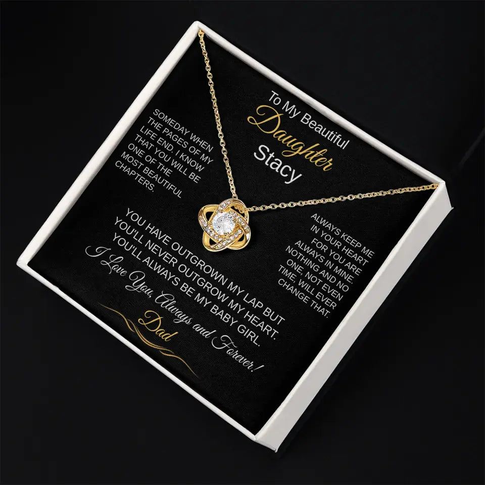 To My Beautiful Daughter (Personalize) black | Love Knot Necklace