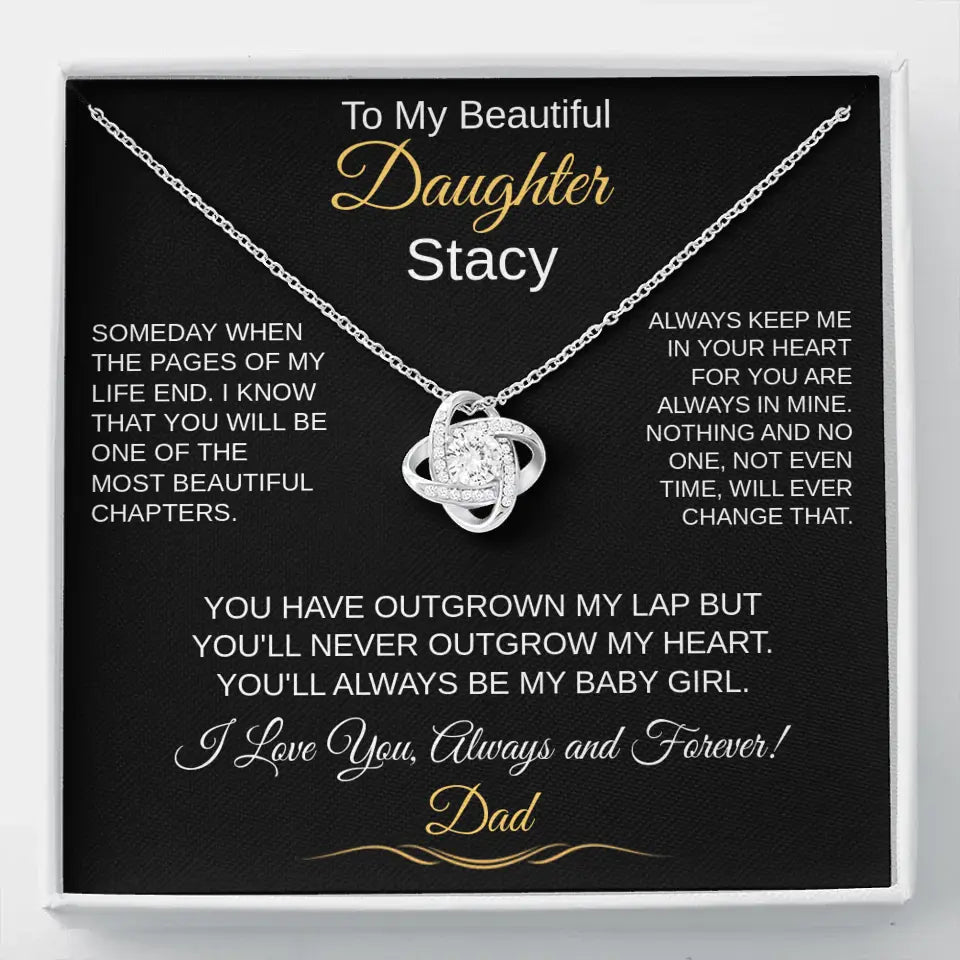 To My Beautiful Daughter (Personalize) black | Love Knot Necklace