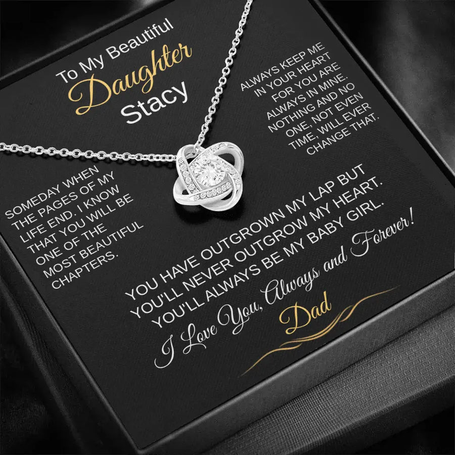 To My Beautiful Daughter (Personalize) black | Love Knot Necklace