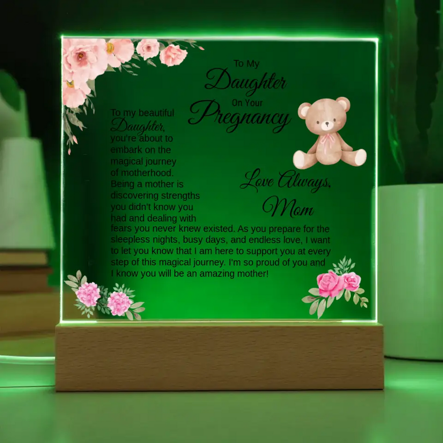 Daughter / Granddaughter / Sister Pregnancy - Engraved Acrylic Square Plaque