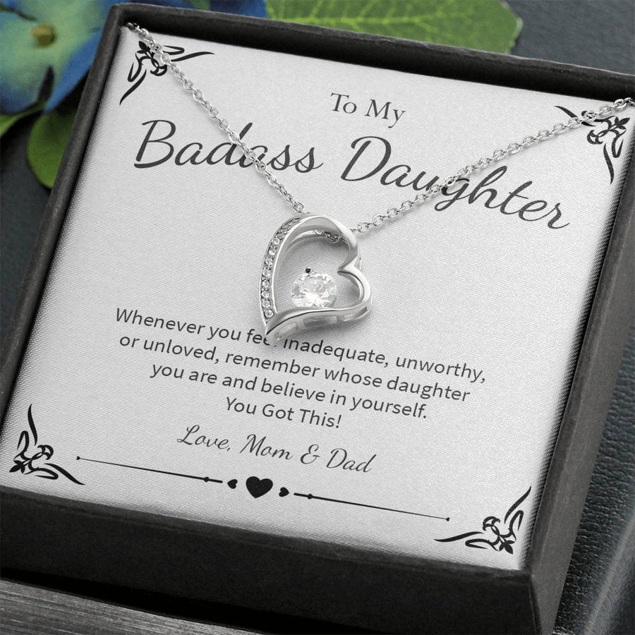 Badass Daughter - Whenever you feel inadequate - Love Mom & Dad | Forever Love Necklace