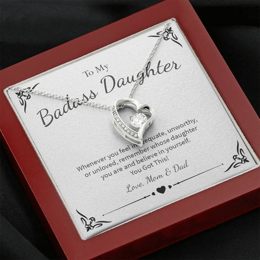 Badass Daughter - Whenever you feel inadequate - Love Mom & Dad | Forever Love Necklace