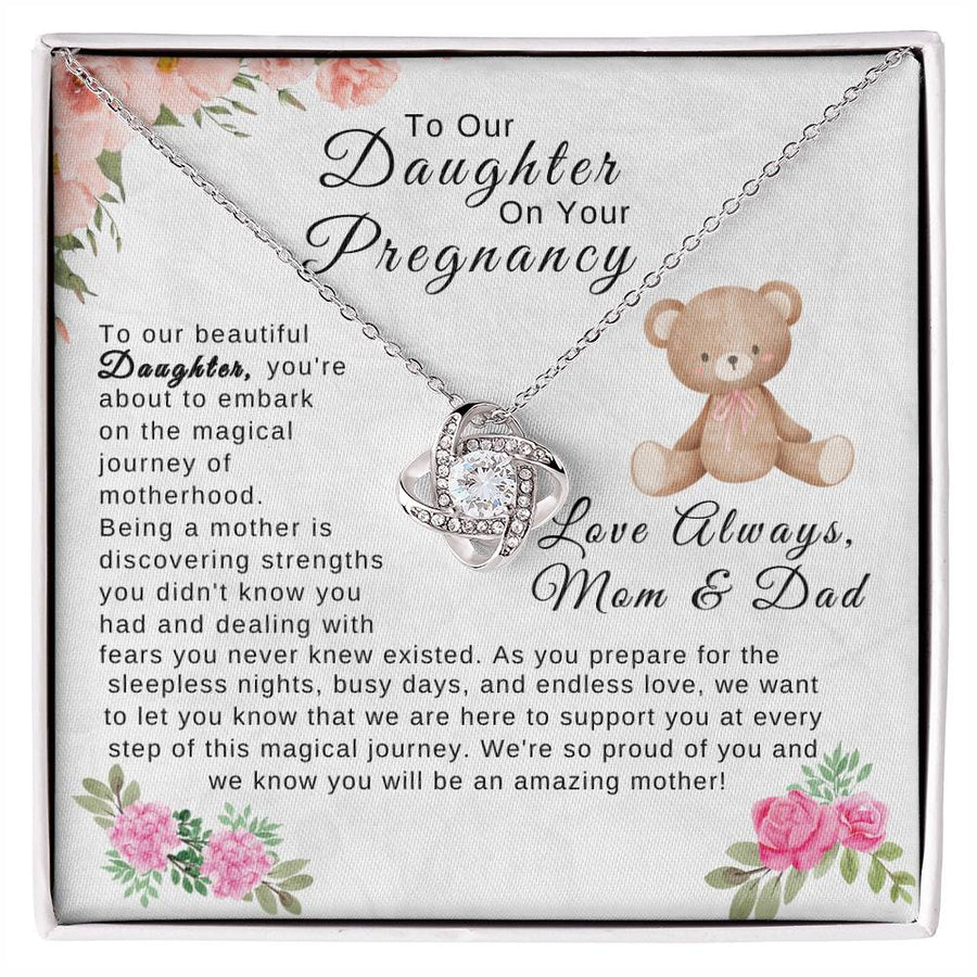 To My Daughter On Your Pregnancy - Mom & Dad | Love Knot Necklace