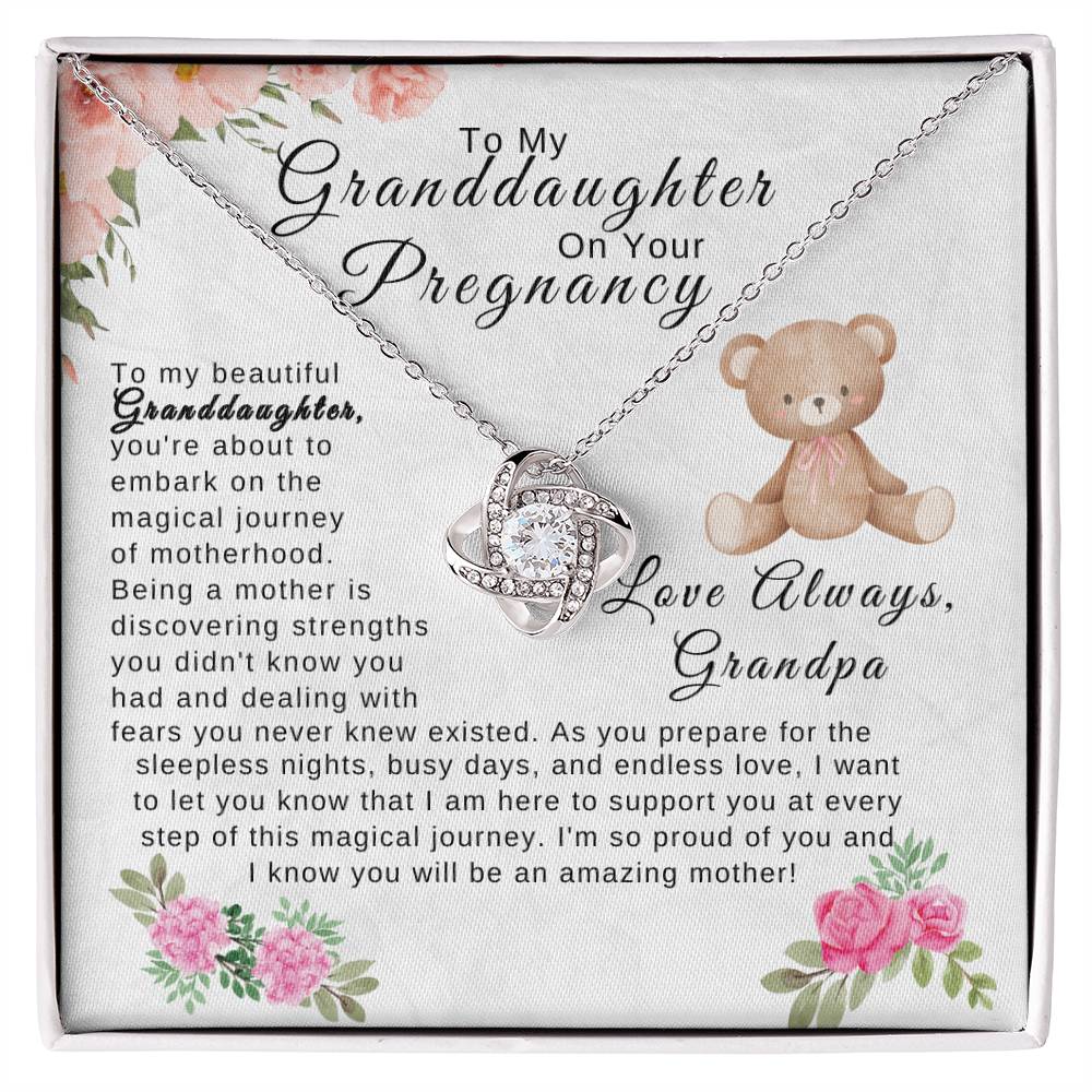 To My Granddaughter On Your Pregnancy - Grandpa| Love Knot Necklace