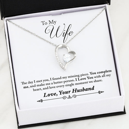 High Polished Heart Pendant Necklace - You Complete Me - Love, Your Husband