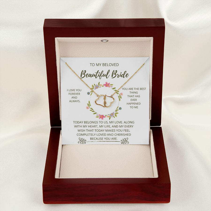 Beautiful Bride - I Love You Forever | 0.07 Ct Solid 10k Gold Infinity Hearts Necklace - Gift Set