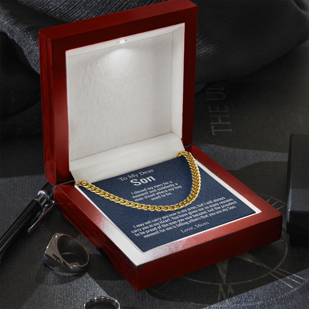 Son - I close my eyes for a moment | Mom | Cuban Link Chain Necklace