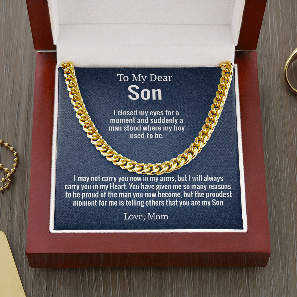 Son - I close my eyes for a moment | Mom | Cuban Link Chain Necklace