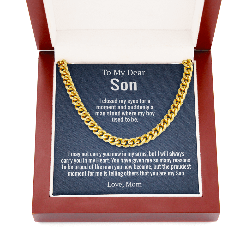 Son - I close my eyes for a moment | Mom | Cuban Link Chain Necklace