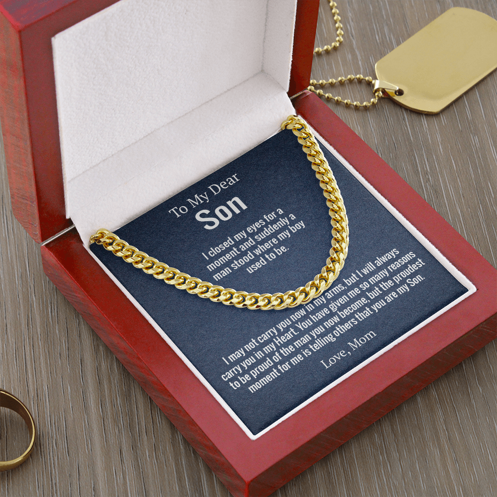 Son - I close my eyes for a moment | Mom | Cuban Link Chain Necklace