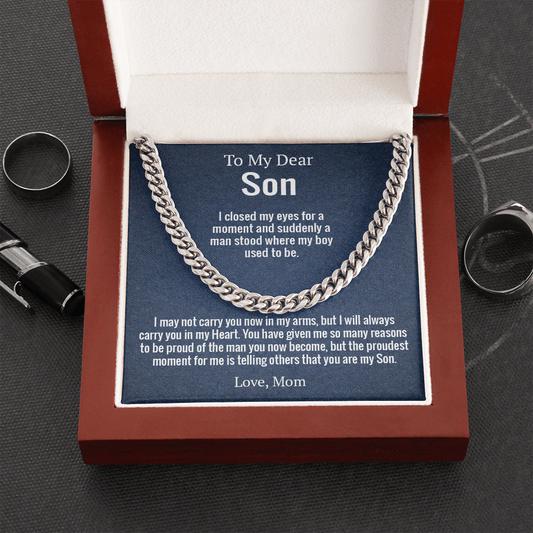 Son - I close my eyes for a moment | Mom | Cuban Link Chain Necklace