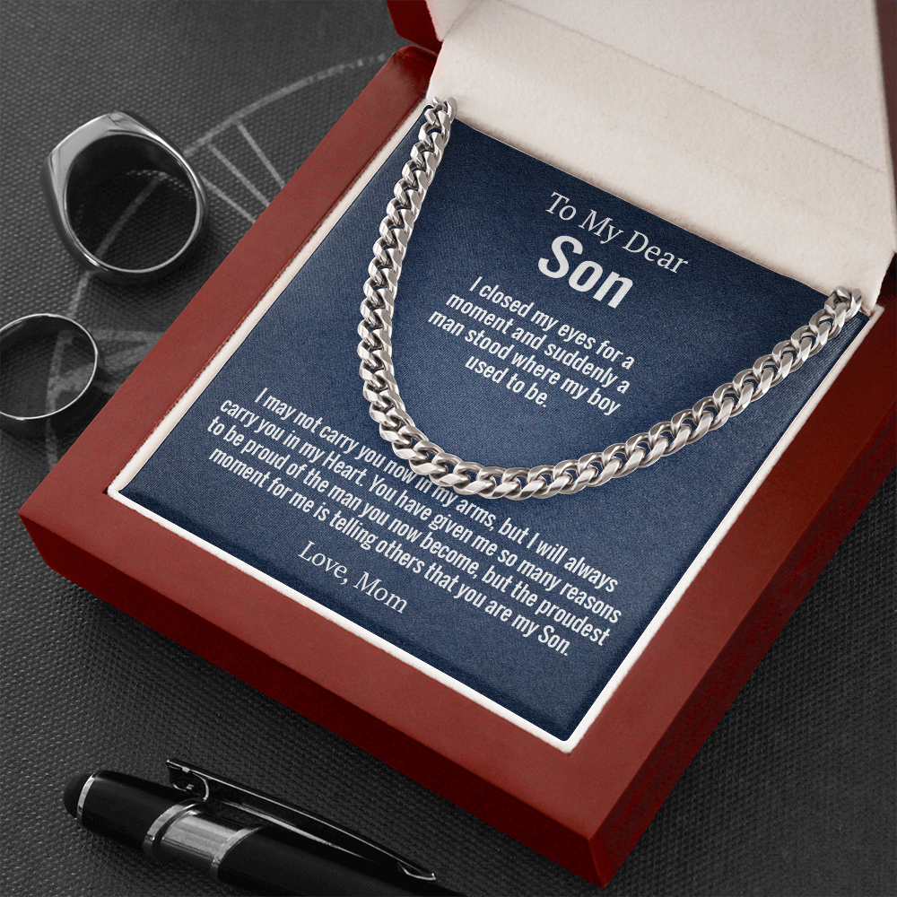 Son - I close my eyes for a moment | Mom | Cuban Link Chain Necklace