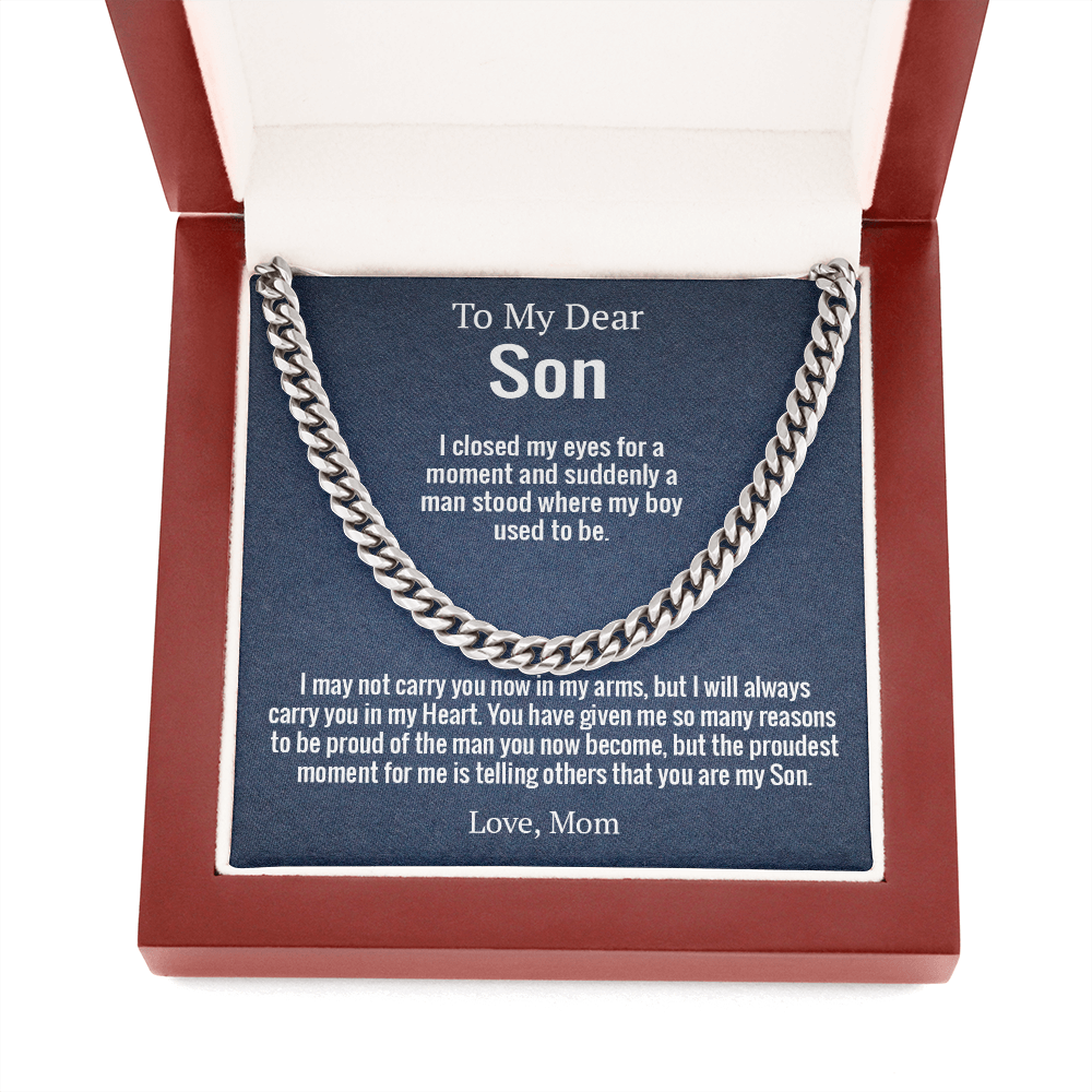 Son - I close my eyes for a moment | Mom | Cuban Link Chain Necklace