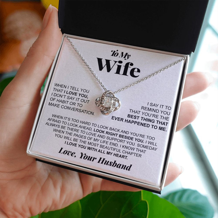 To My Wife I Love You Love Your Husband Love Knot Necklace