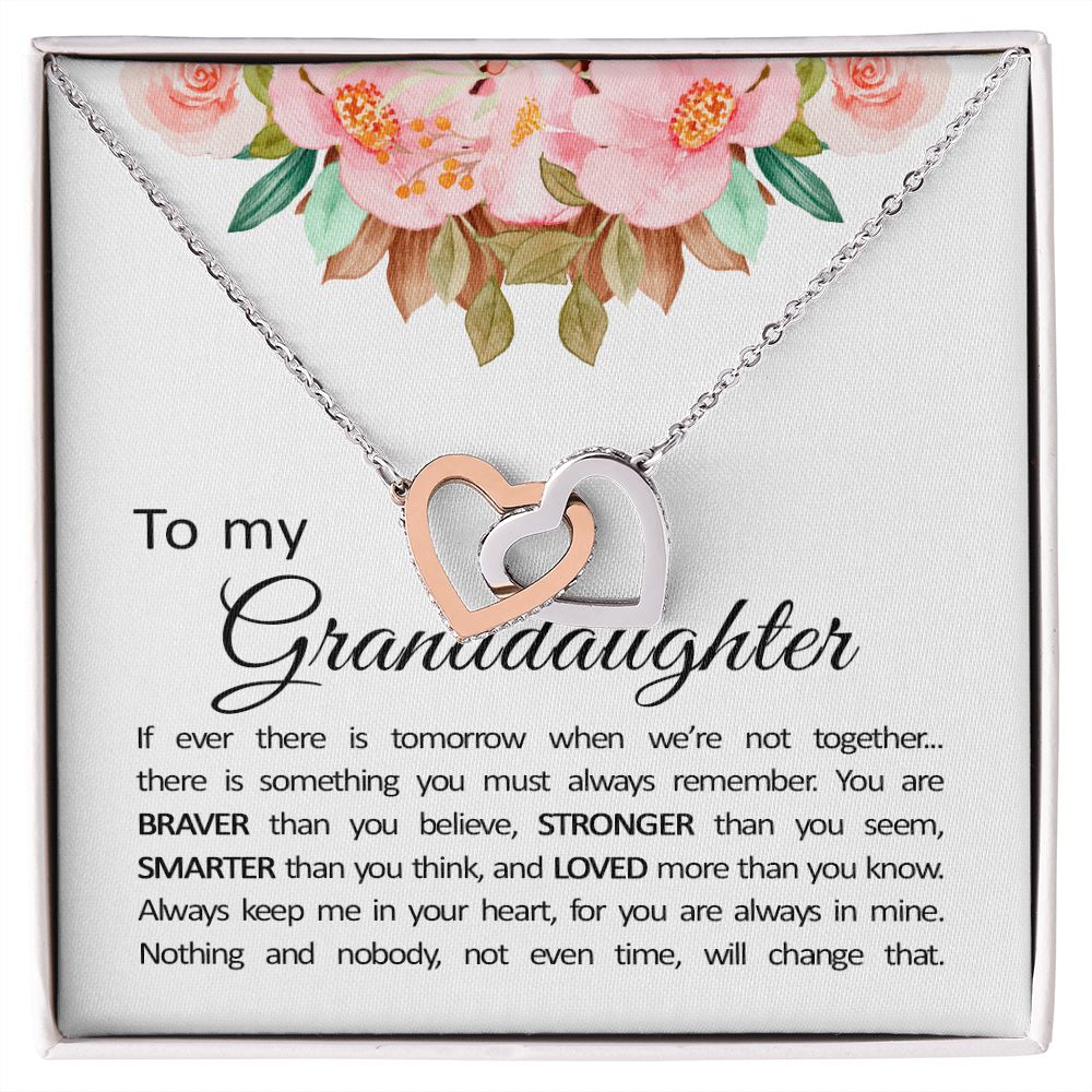 Granddaughter Interlocking Heart Necklace - 'If Ever There Is Tomorrow, We're Not Together