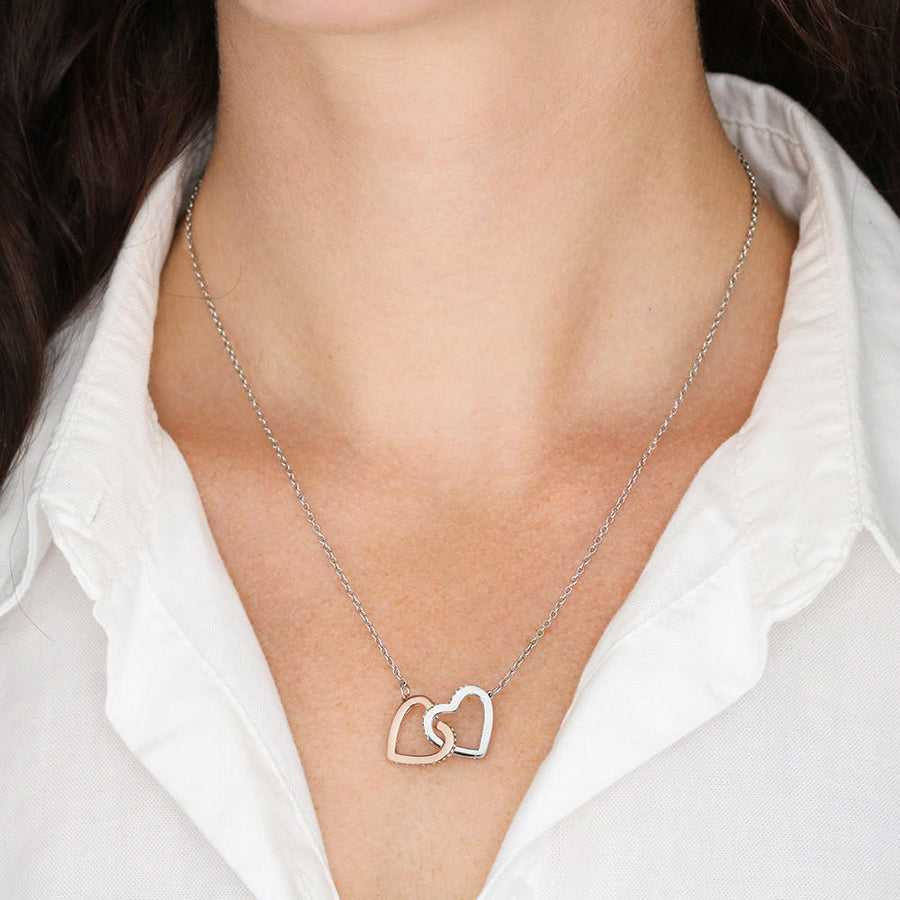 Double Interlocking Heart Necklace - "To My Daughter - Love Mom"