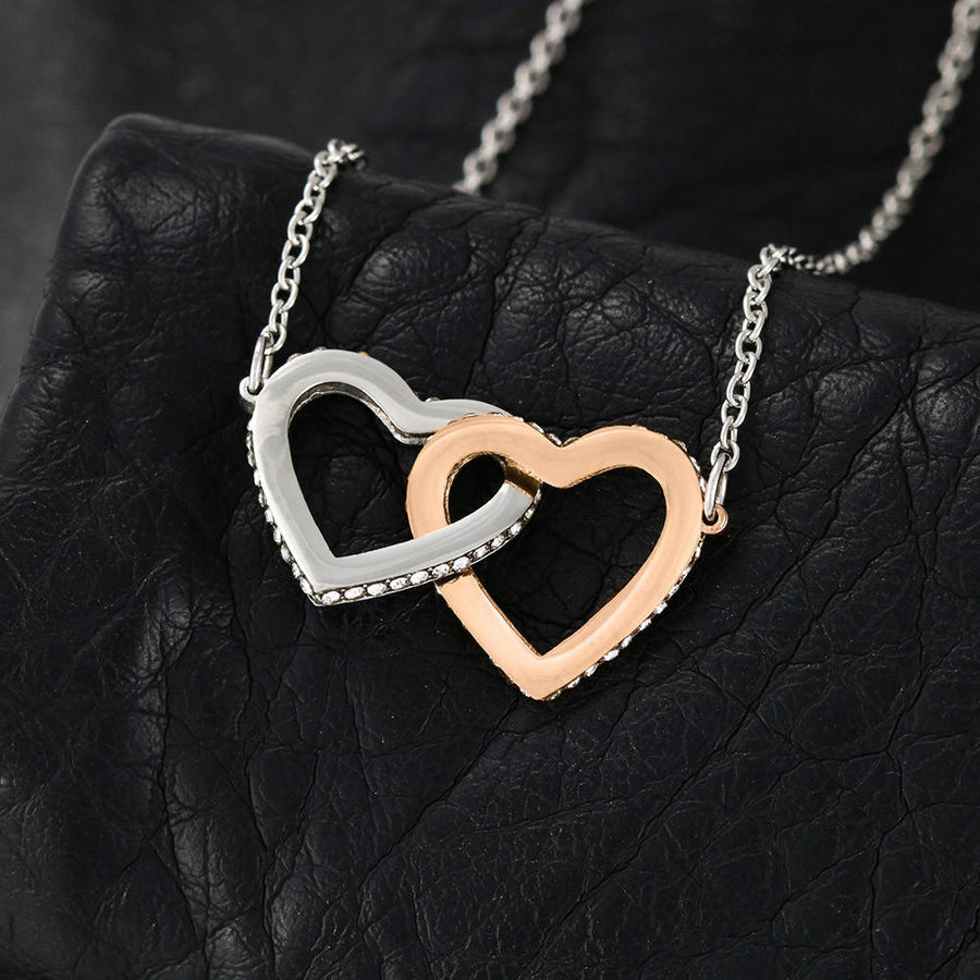 Double Interlocking Heart Necklace - "To My Wife - You Make Me Happy - Love Husband"