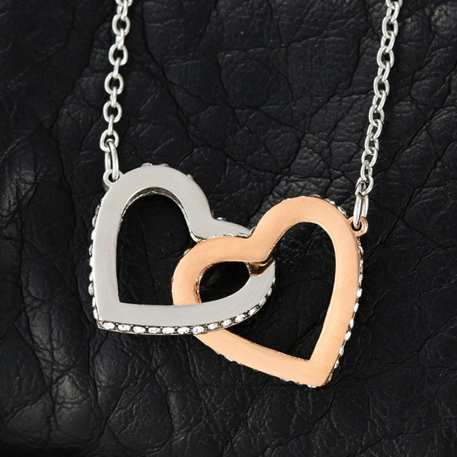 Double Interlocking Heart Necklace - "To My Wife - You Make Me Happy - Love Husband"