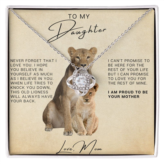 Daughter - So Proud of you Love Mom | Love Knot Necklace